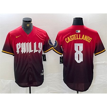 Men's Philadelphia Phillies #8 Nick Castellanos Red 2024 City Connect Limited Stitched Jersey